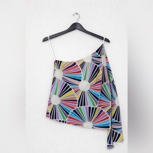 Trina Turk 100% silk One-Shoulder Camisole with scarf detail